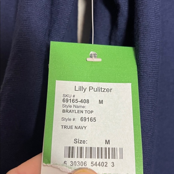 NWT Lilly Pulitzer Braylen Top Pleated Tunic Blouse True Navy Medium - Picture 3 of 8